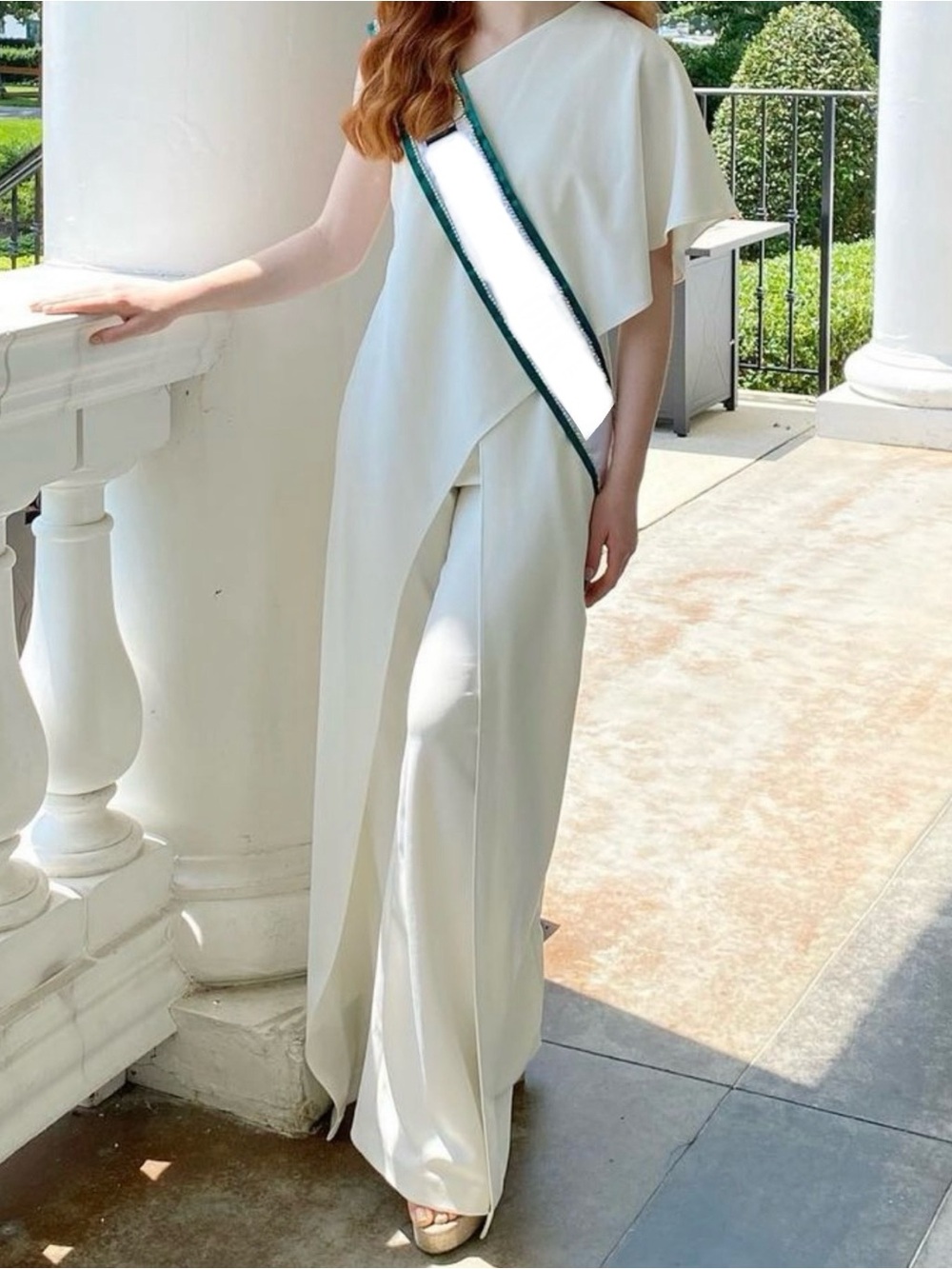 White Asymmetric Wide-Leg Jumpsuit